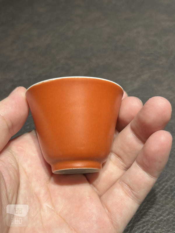 清康熙 珊瑚红釉酒圆 - 图6